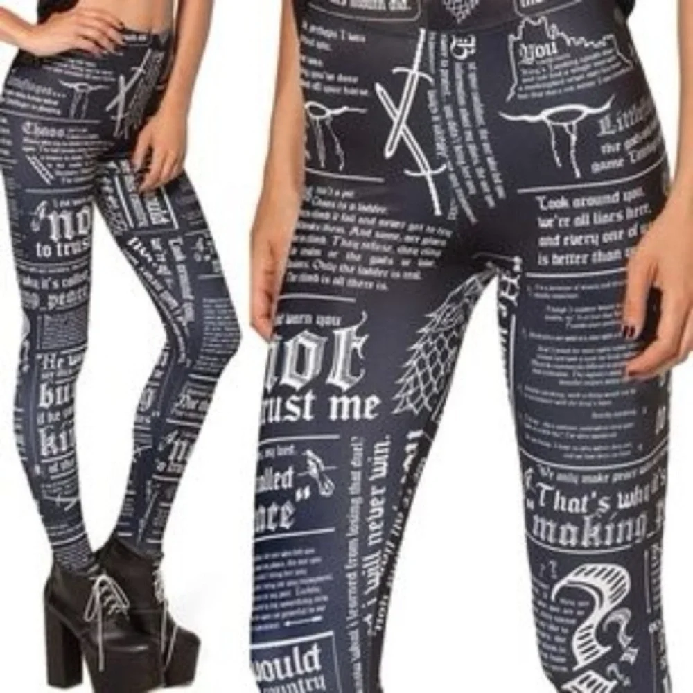 Game of Thrones Littlefinger Lord Baelish Quotes Leggings Black White One Size - Picture 1 of 11